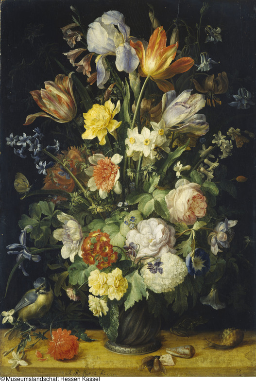 Blumenstillleben mit Blaumeise - Onlinedatenbank der Meister Gemäldegalerie Alte Kassel