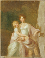 Frau mit zwei Kindern, Skizze