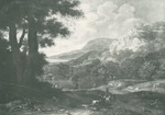 Klassische Landschaft mit Stierjagd