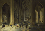 Das Innere einer gotischen Kathedrale bei künstlicher Beleuchtung (Figuren von Frans Francken III.)