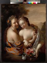 Zwei sich umarmende Frauen (Allegorie des Frühlings)